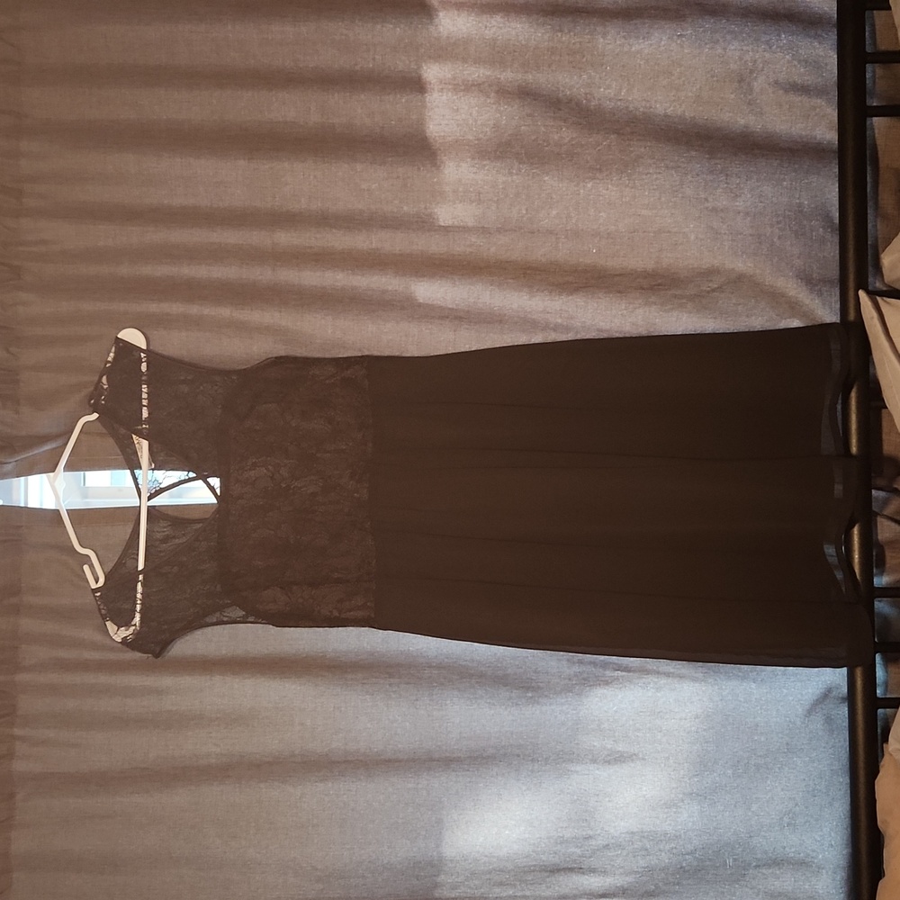 Chiffon and Lace Little Black Dress